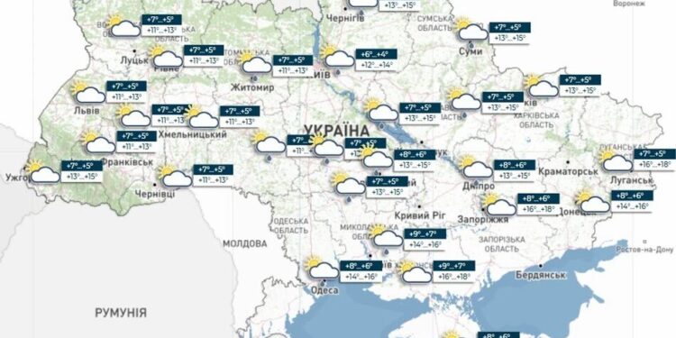 В Україні 18 квітня очікуються дощі та до +19°, але синоптики попереджають і про заморозки