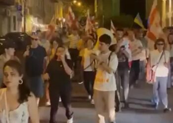 "Путін – х*йло": у Грузії протестувальники вимагають звільнити чоловіка, який вдарив жінку через російську мову