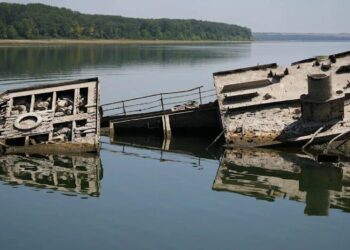 У Сербії через посуху з-під води з'явилися затоплені німецькі кораблі часів Другої світової війни