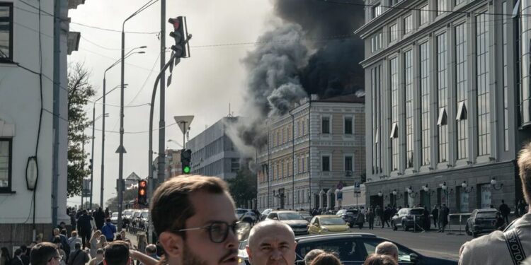 Удар рф по центру Києва: пошкоджено один з корпусів Міносвіти, у НАН вже четверо постраждалих