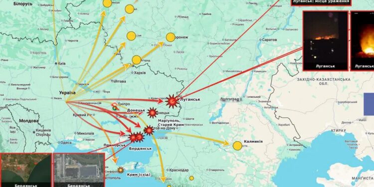 Нічна атака дронів на окуповані території – у Луганську, Маріуполі та Бердянську вибухи, пожежі й відключення світла