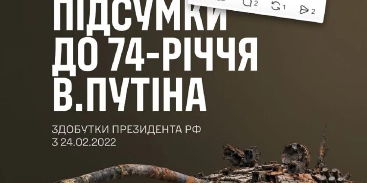Мінус 1 690 військових до дня народження: Генштаб привітав путіна з 74-річчям